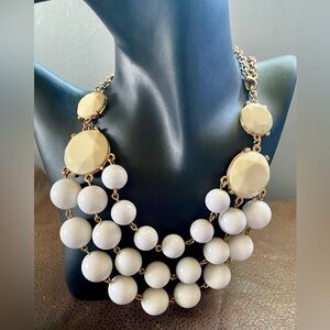 Elegant White and Cream Bubble Bib Statement Necklace